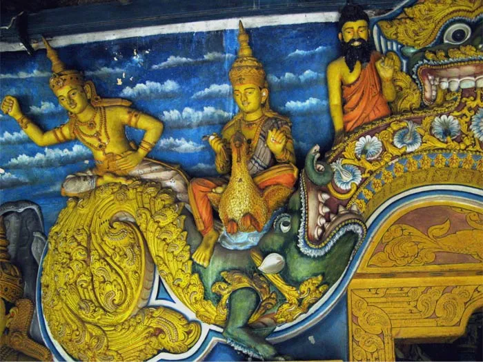 Colorful statue of Makara 