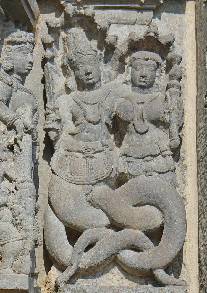 Engravings of a Naga in a rock 