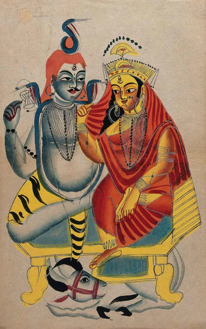 Painting of Nandi on a wall 
