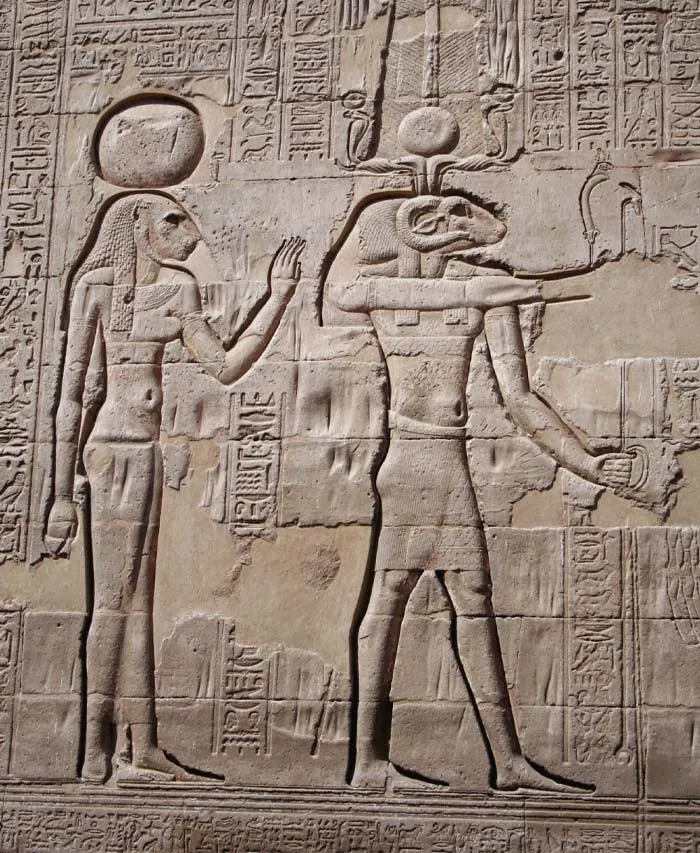 Engravings of Khnum on a rock 