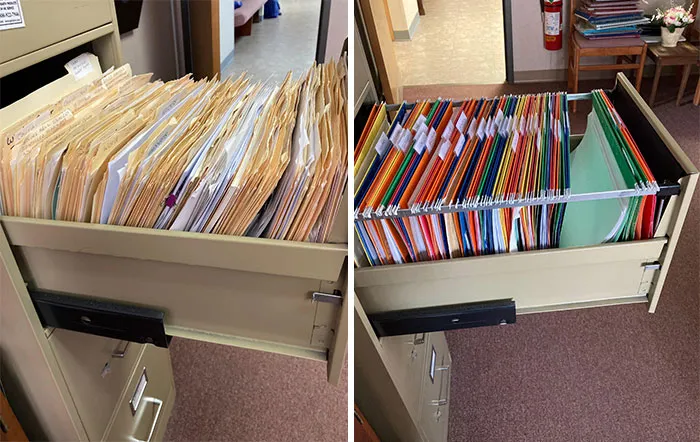 Swapped The Old Manila Folders For Colorful Hanging Folders