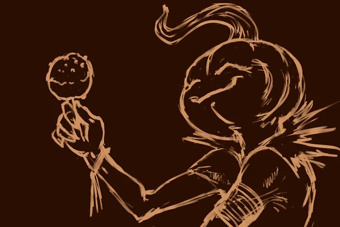 Quick Digital Doodle For You: Punkin Fella And His Apple