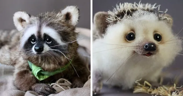 41 Miniature Animal Sculptures From Wool Made By This Artist