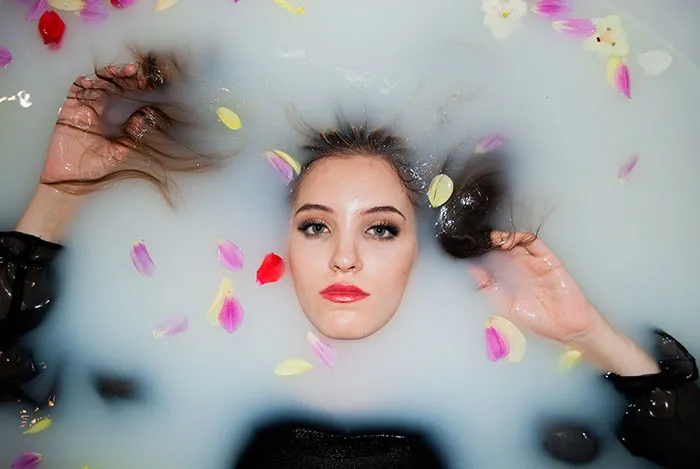 Picture of woman in a milk bath