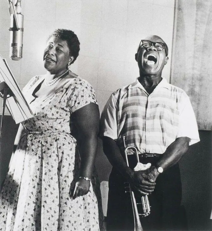 Ella Fitzgerald Was Born 4/26/1917.  Here She Is Recording In The Studio With Louis Armstrong