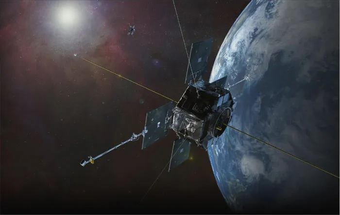 Satellite near Earth in space