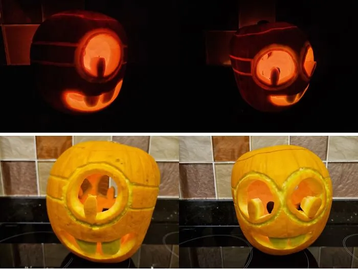 Two-Faced Minion.  One Pumpkin, Two Minions