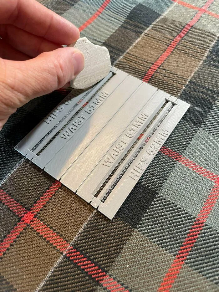 Jig For Chalking The Hip And Waist Widths For The Pleated Section Of A Kilt. Also Has Guide Lines For Accurate Alignment To The Tartan Pattern
