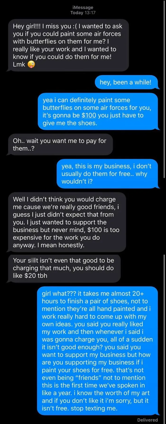 “Good Friend” Wants Free Custom Sneakers