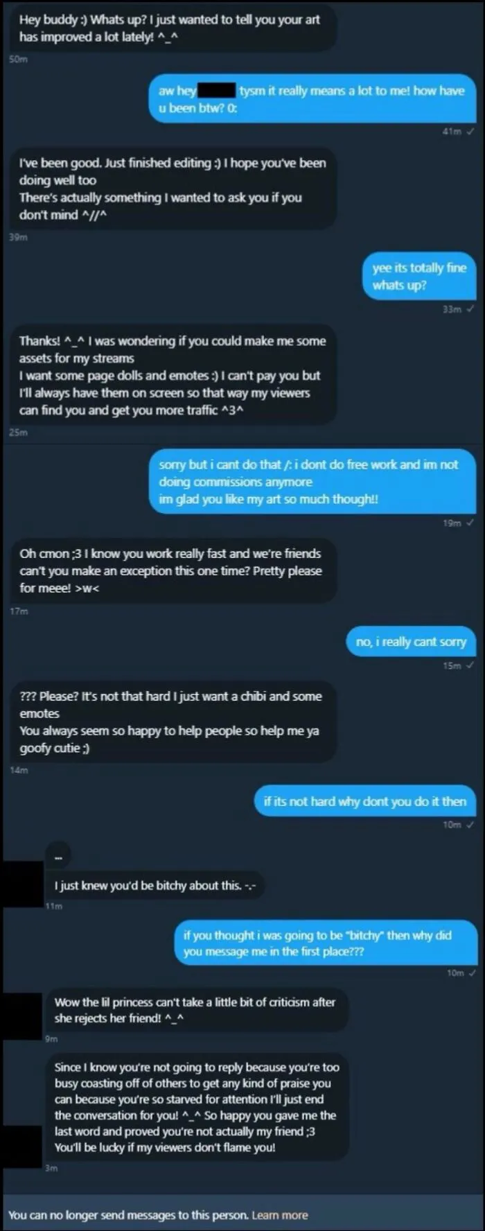 “Friend” Begs Artist For Free Art