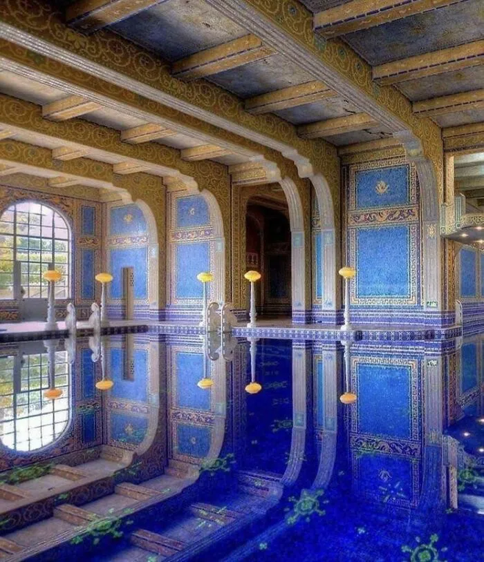 Azure Blue Pool At Hearst Castell, San Simeon, California