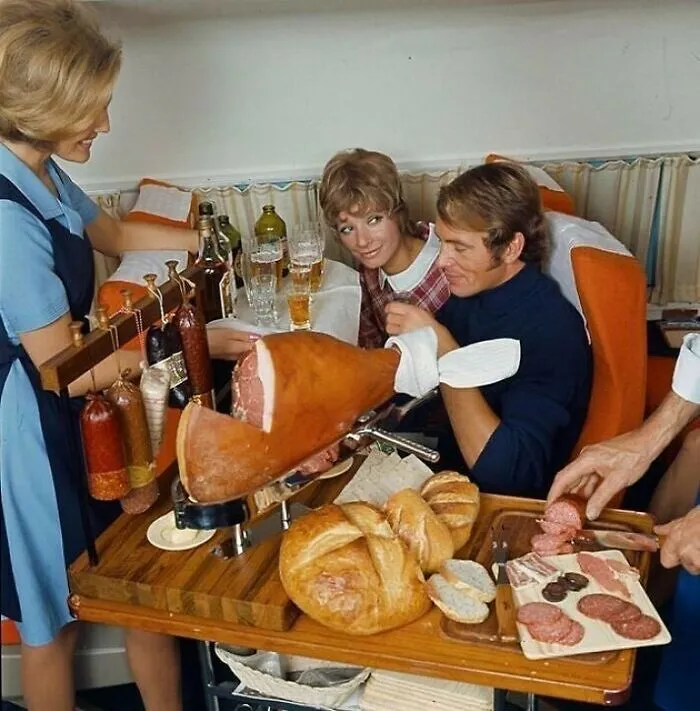 Serving A Snack On Scandinavian Airlines Flight, 1969