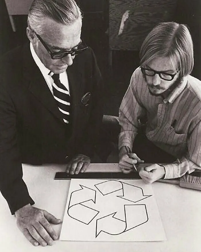 The Creation Of The Recycling Logo By G. Anderson. He Was 23 At The Time. 1970