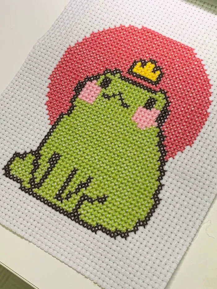 None Of My Friends Appreciate My Cross Stitch So Im Upset But I Finished This Frog In One Week