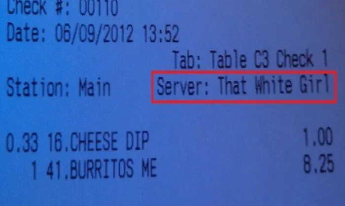 Went To A Mexican Restaurant And Saw This On The Receipt. She Really Was The Only One