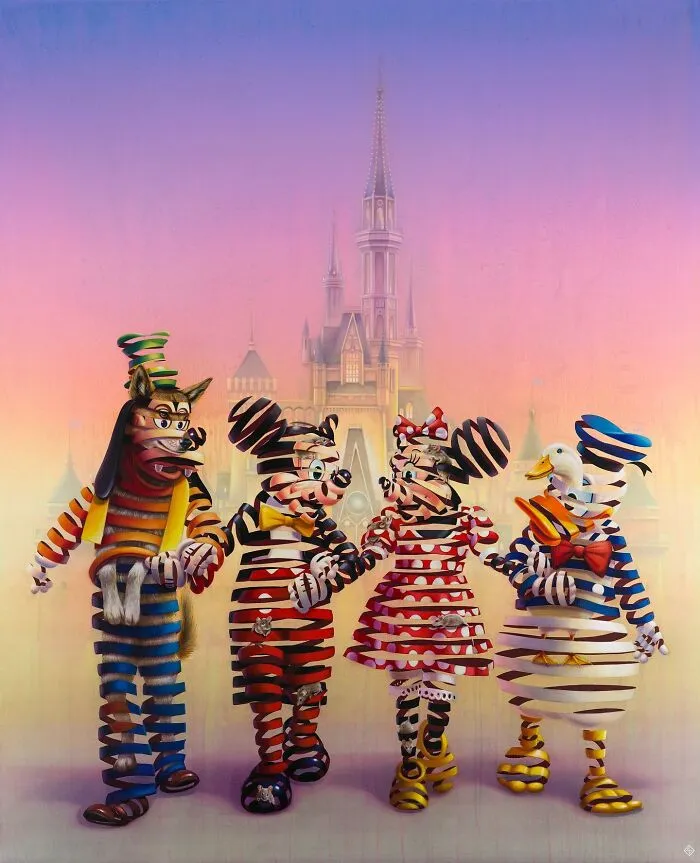 Goofy, Mickey Mouse, Minnie Mouse y el pato Donald