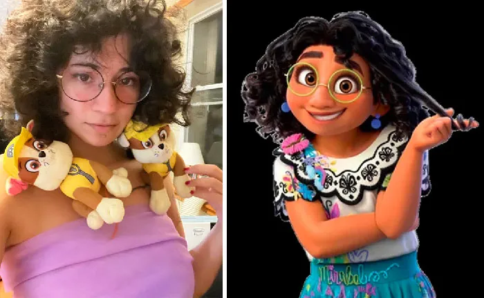 Mirabel Madrigal From Encanto and a woman looking similar 