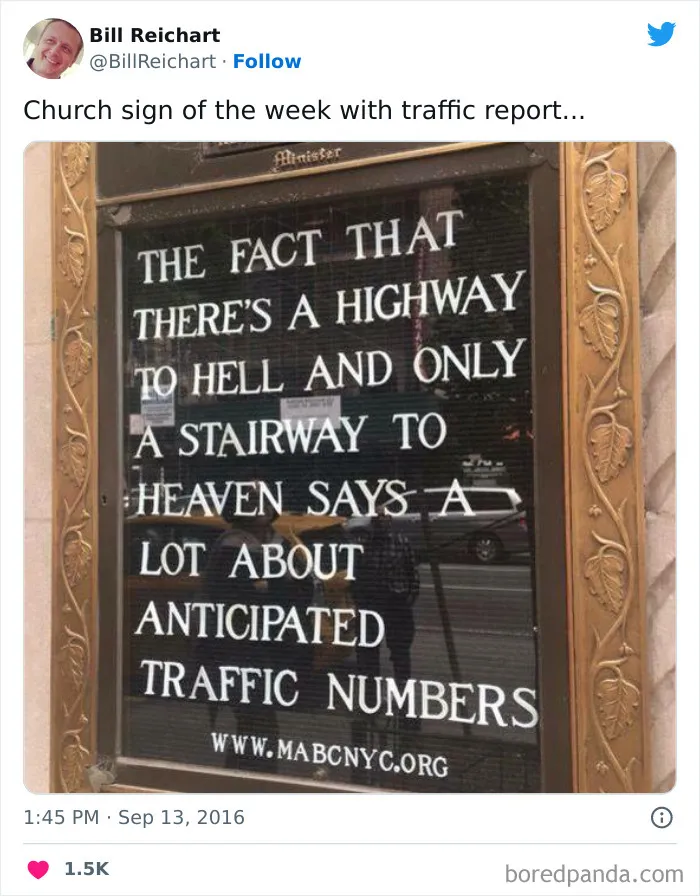 Church Sign Of The Week With Traffic Report