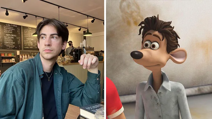 Roddy From Flushed Away and similar looking man i at the cafe 