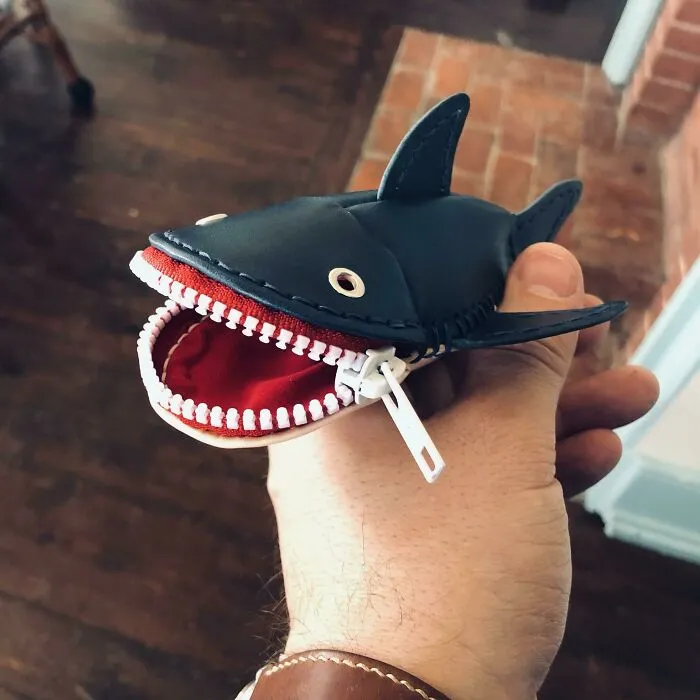 Leather Shark Coin Purse