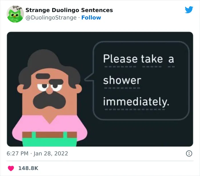 40 Of Duolingo’s Funniest And Most Random Translation Prompts, As Shared By This Twitter Account