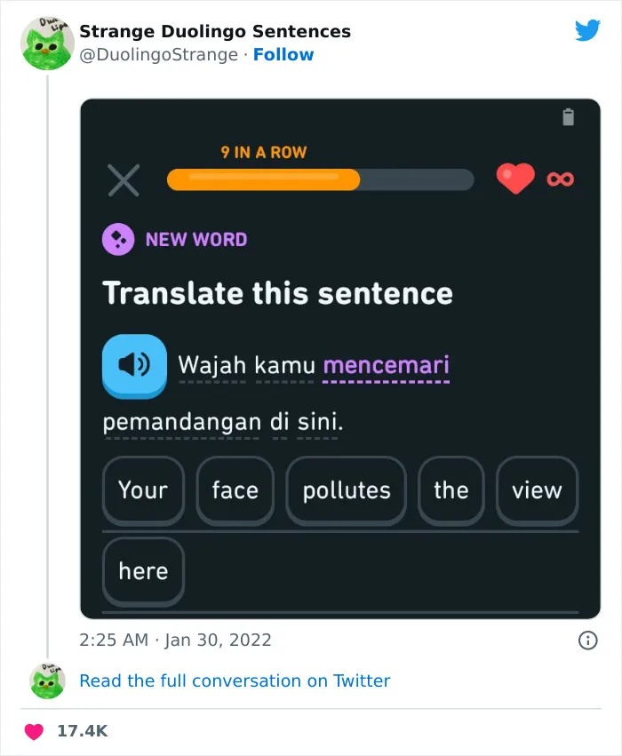 40 Of Duolingo’s Funniest And Most Random Translation Prompts, As Shared By This Twitter Account