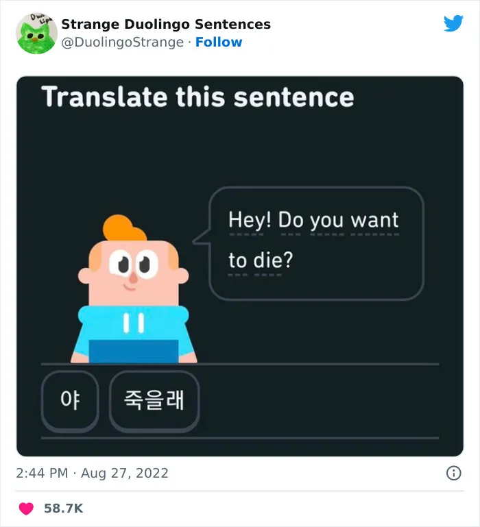 40 Of Duolingo’s Funniest And Most Random Translation Prompts, As Shared By This Twitter Account