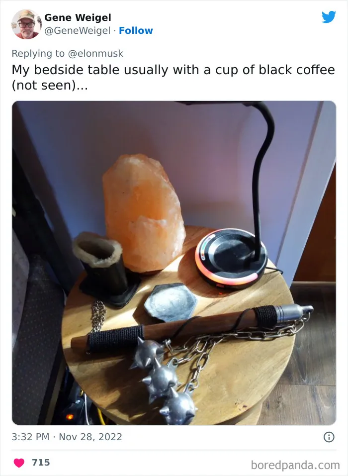 Elon Musk Posted A Picture Of His Bedside Table, So The Internet Made 30 Memes About It