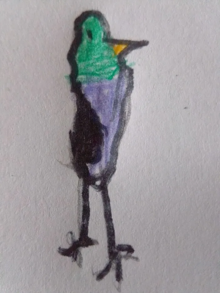 My Little Sister Drew A Cute Bird With Her Left Hand (She's Right Handed)