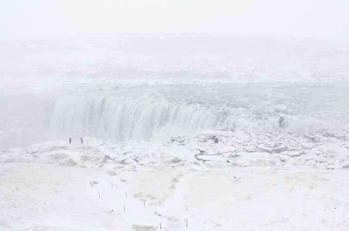 Snowstorm At Dettifoss, The Most Powerful Waterfall In Europe