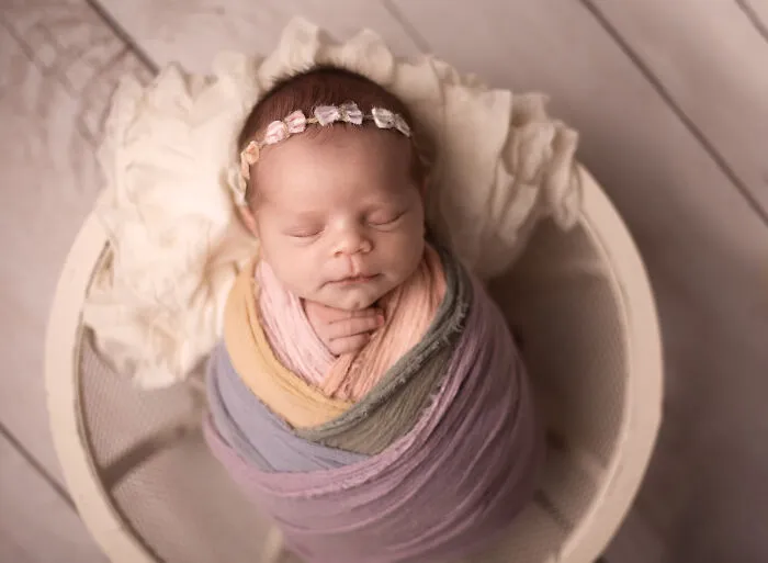 Pastel Rainbow Swaddled Baby