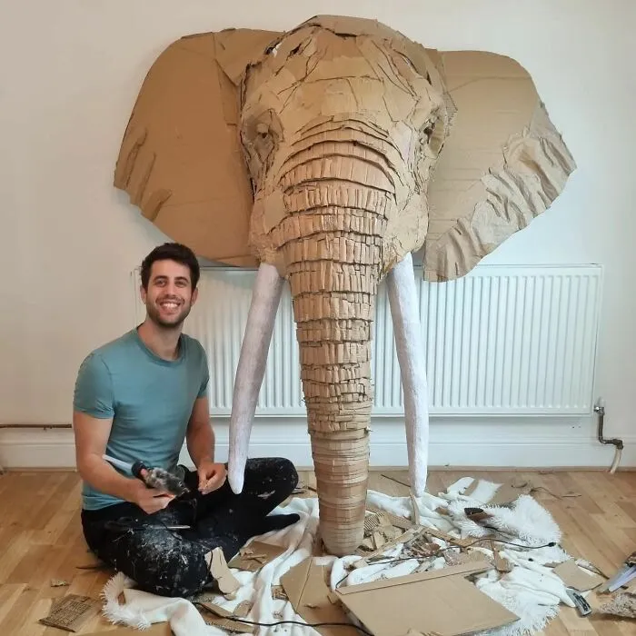 London-Based Artist Is Motivated To Produce Art That Helps Protect Endangered Animal Species By Reusing Discarded Materials For His Life-Like Sculptures (22 Pics)
