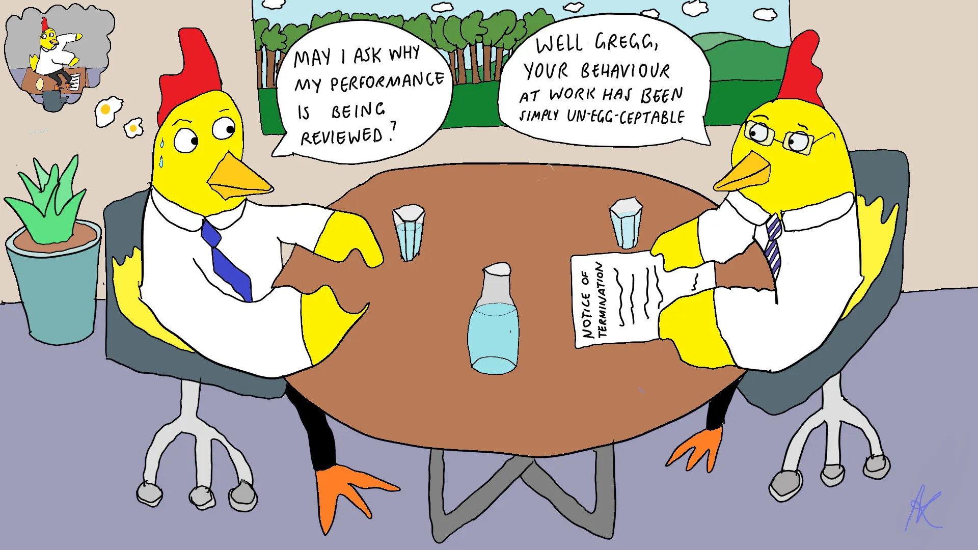 Naughty Chicken Gets Fired By An Egg-Secutive
