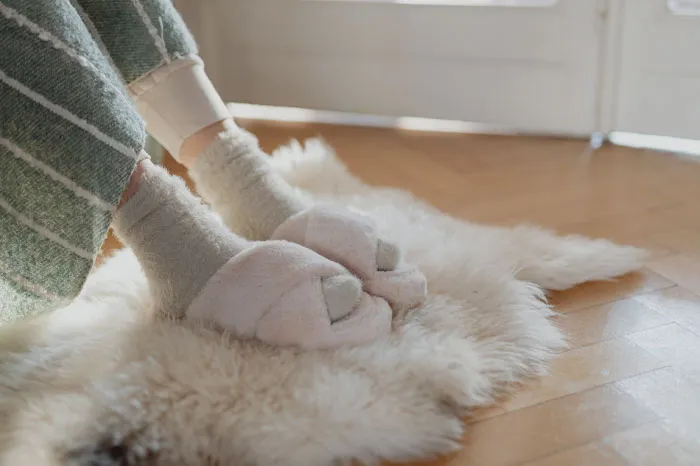 Wear Fuzzy Slippers At Home