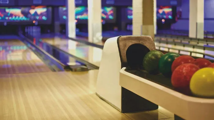 Bowling alley with bowling balls 