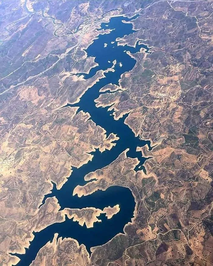 The Blue Dragon River In Portugal Seen From The International Space Station