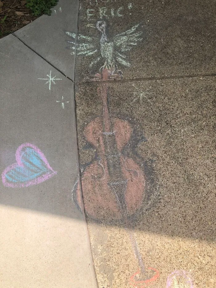 My Sil Drew For My Son’s Last Day Of School. Unt Eagle And His Cello
