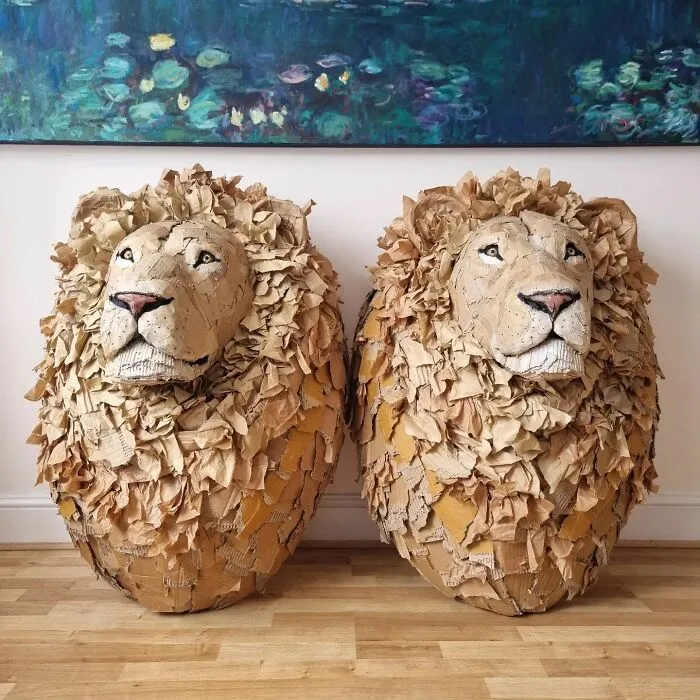 London-Based Artist Is Motivated To Produce Art That Helps Protect Endangered Animal Species By Reusing Discarded Materials For His Life-Like Sculptures (22 Pics)