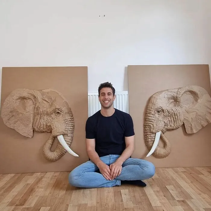 London-Based Artist Is Motivated To Produce Art That Helps Protect Endangered Animal Species By Reusing Discarded Materials For His Life-Like Sculptures (22 Pics)
