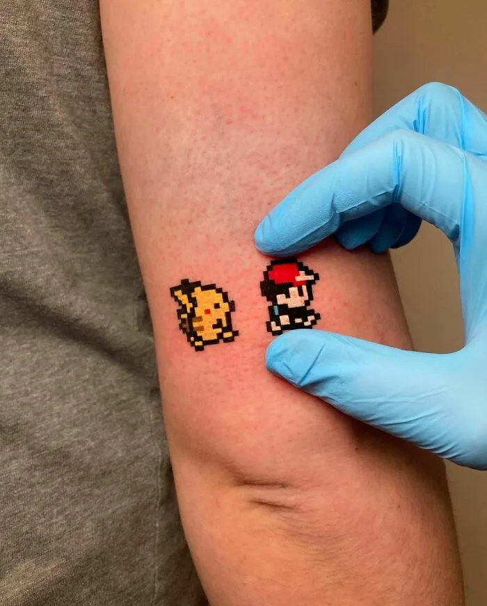 Pikachu And Mario Tattoo
