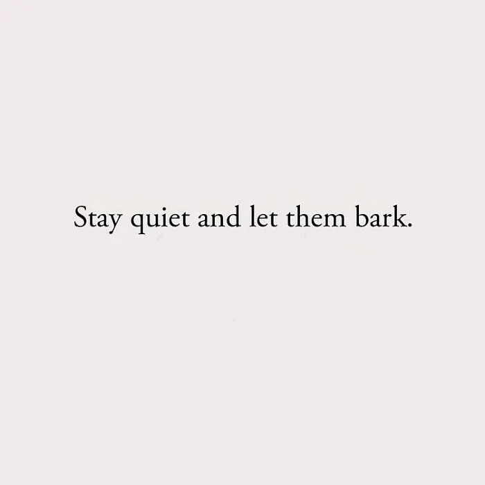 Stay quiet and let them bark.