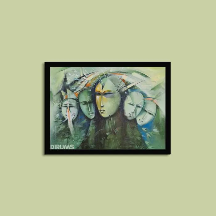 Faces Of Devotion Handpainted Lord Ganesha Acrylic Landscape Painting By Uttam Mallick
