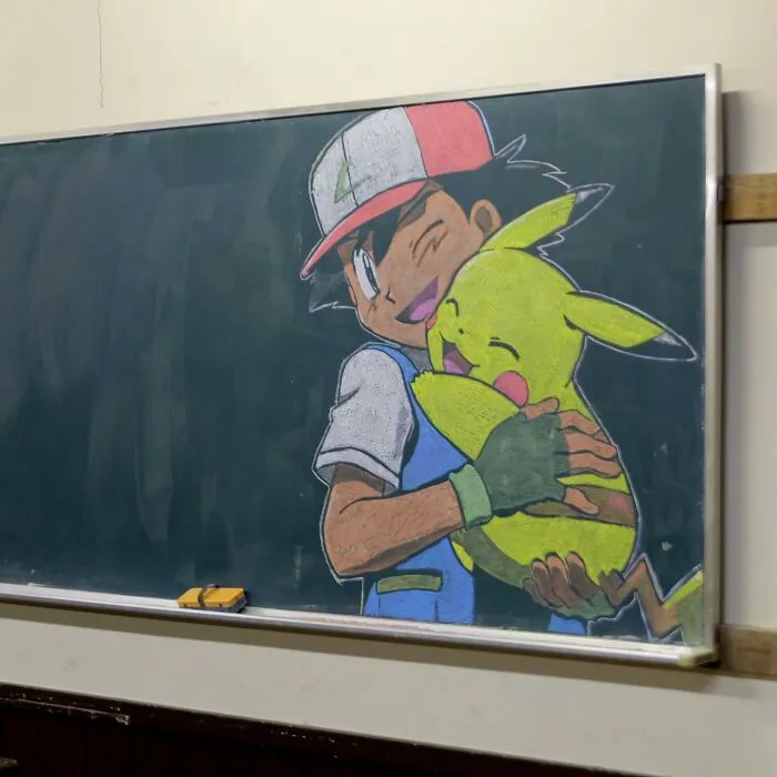 From Sailor Moon To Vincent Van Gogh's "Starry Night", This Teacher Surprises His Students With Stunning Chalkboard Art (31 New Pics)