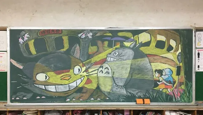 From Sailor Moon To Vincent Van Gogh's "Starry Night", This Teacher Surprises His Students With Stunning Chalkboard Art (31 New Pics)