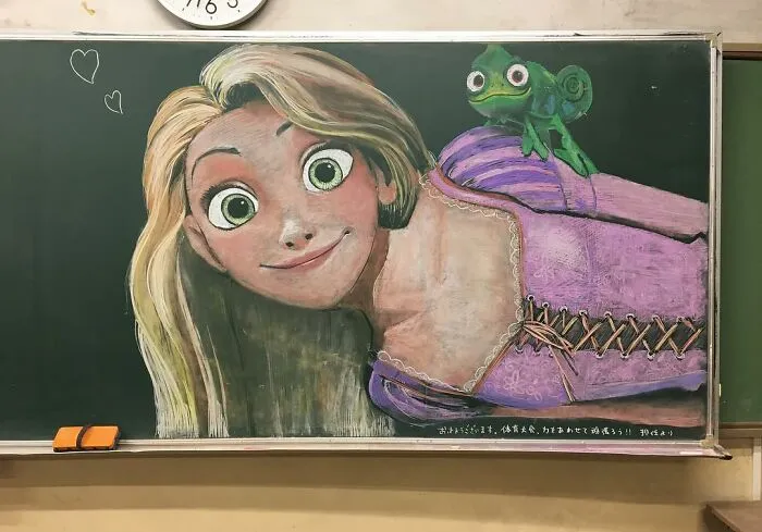 From Sailor Moon To Vincent Van Gogh's "Starry Night", This Teacher Surprises His Students With Stunning Chalkboard Art (31 New Pics)