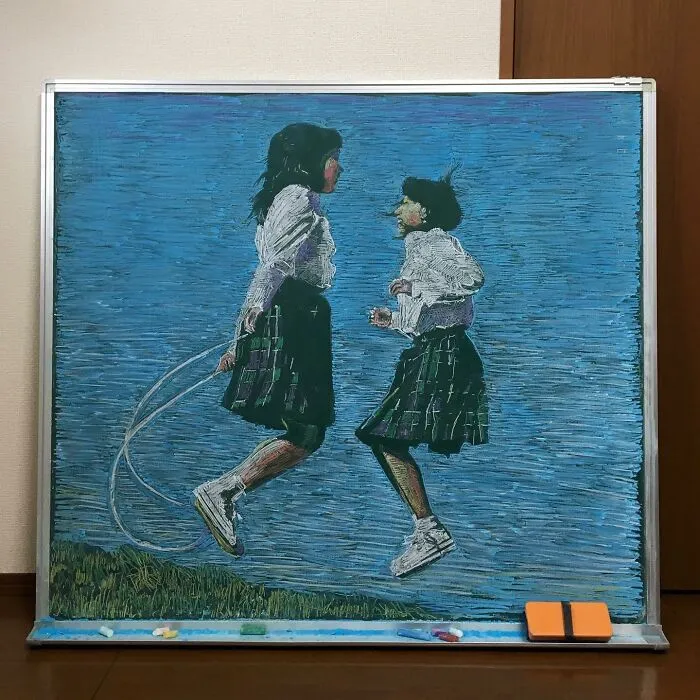 From Sailor Moon To Vincent Van Gogh's "Starry Night", This Teacher Surprises His Students With Stunning Chalkboard Art (31 New Pics)