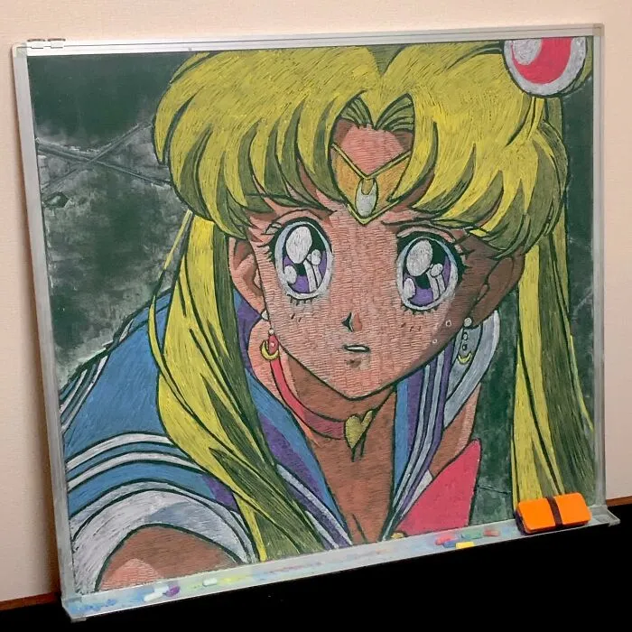 From Sailor Moon To Vincent Van Gogh's "Starry Night", This Teacher Surprises His Students With Stunning Chalkboard Art (31 New Pics)