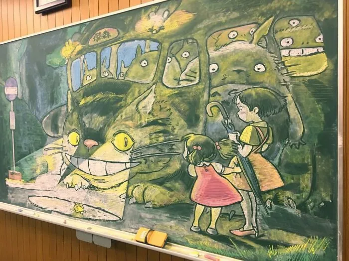 From Sailor Moon To Vincent Van Gogh's "Starry Night", This Teacher Surprises His Students With Stunning Chalkboard Art (31 New Pics)