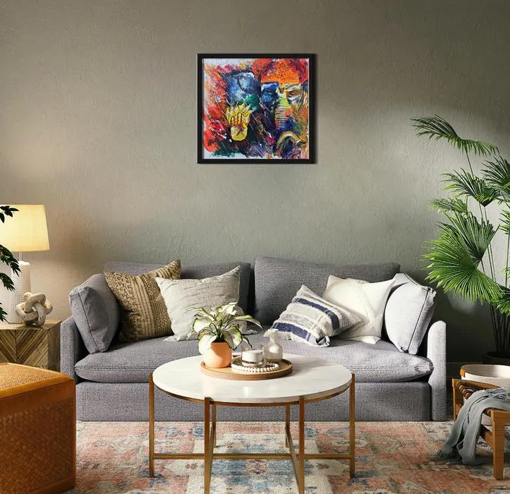 Mahakaaya Ganesh | Handpainted Lord Ganesha, Ganesh Square Acrylic On Canvas Painting For Your Home