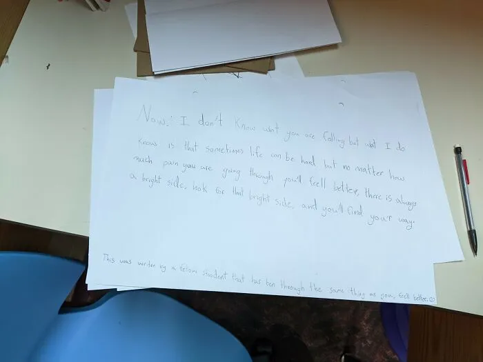 In My School We Have A Zen Den Where Students Can Calm Down Before They Act Out. I Found This On The Writing Desk